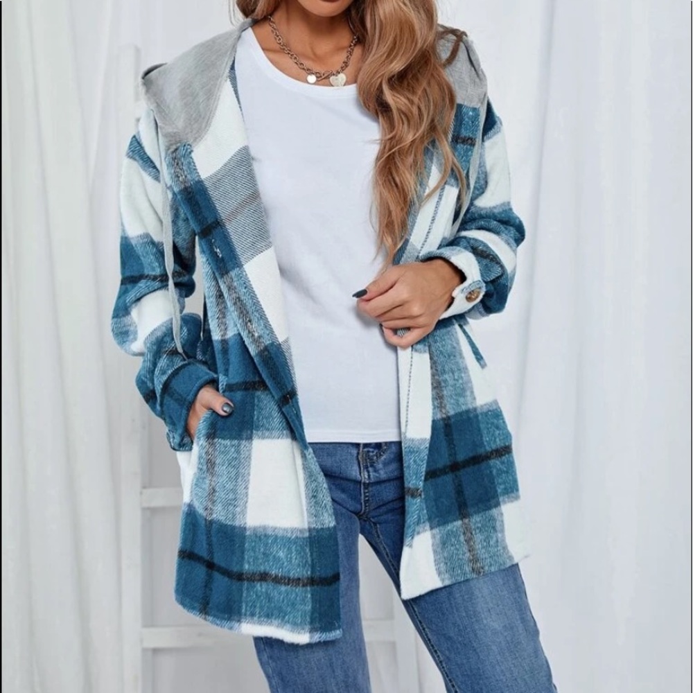 Plaid flannel hoodie jacket - Picture 3 of 6